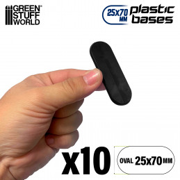 Plastic Bases - Oval Pill 25x70mm BLACK | Miniature Oval Plastic Bases