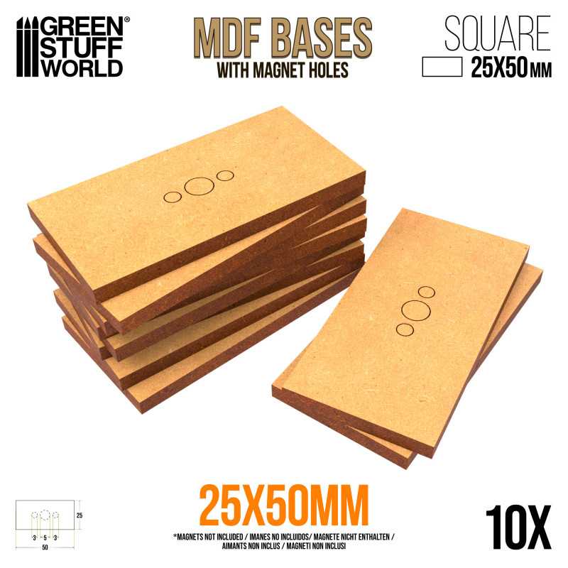 Socles RECTANGULAIRES 25x50mm en MDF | Socles Warhammer Old World