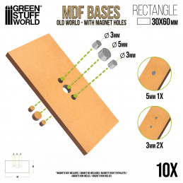 30x60mm rechteckige MDF Old World Basen | Warhammer Old World Basen