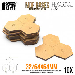 Bases Hexagonales Triples 32mm - Tipo 2 Peanas DM Hexagonales