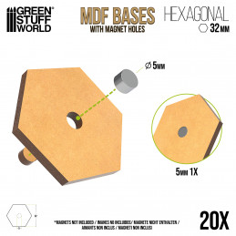 Socles hexagonaux Battletech MDF 32 mm | Socles en MDF Hexagonal