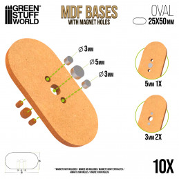 Socles OVALES 25x50mm en MDF | Socles en MDF Ovales