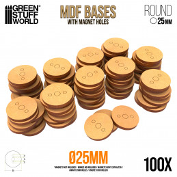 Basi in MDF - Rotonde 25 mm (Pack x100) | OUTLET - Accessori Hobby