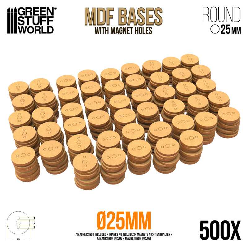 25 mm runde MDF Basen (Pack x500) | OUTLET - Hobby Zubehör