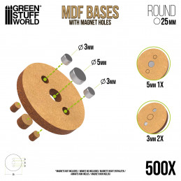 25 mm runde MDF Basen (Pack x500) | OUTLET - Hobby Zubehör