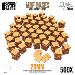 20 mm quadratische MDF Basen (Pack x500) | OUTLET - Hobby Zubehör