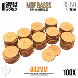 32 mm runde MDF Basen (Pack x100) | OUTLET - Hobby Zubehör