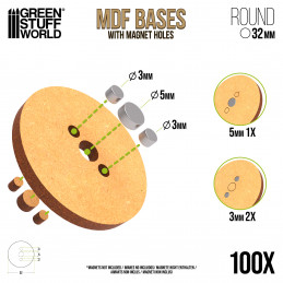 32 mm runde MDF Basen (Pack x100) | OUTLET - Hobby Zubehör