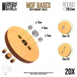 Socles ROND 28,5 mm en MDF | Socles en MDF Ronds