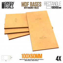 100x60mm rechteckige MDF Basen | Quadrarische MDF Bases