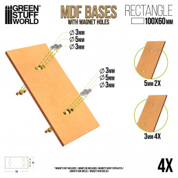 100x60mm rechteckige MDF Basen | Quadrarische MDF Bases