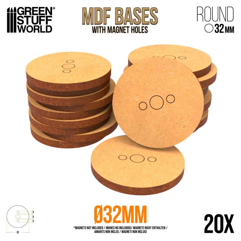 Socles ROND 32 mm en MDF | Socles en MDF Ronds