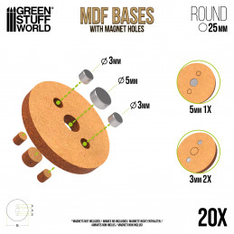 Socles ROND 25 mm en MDF | Socles en MDF Ronds
