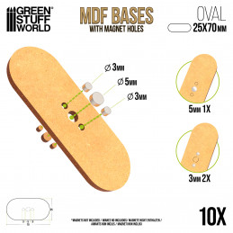 MDF Bases - Oval Pill 25x70mm | Oval MDF Bases