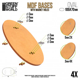 Socles OVALES AOS 105x70mm en MDF | Socles en MDF Ovales