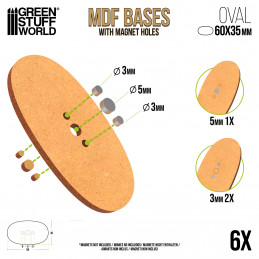 Socles OVALES AOS 60x35mm en MDF | Socles en MDF Ovales