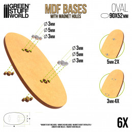 Socles OVALES AOS 90x52mm en MDF | Socles en MDF Ovales