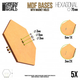 MDF Hex bases 75 mm | Hexagonal MDF Bases