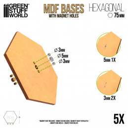 Socles HEXAGONALE 75 mm en MDF bois | Socles en MDF Hexagonal