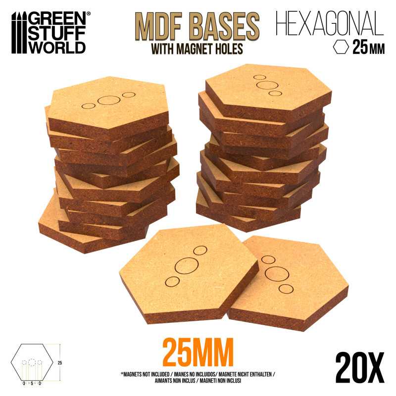 Socles HEXAGONALE 25 mm en MDF bois | Socles en MDF Hexagonal