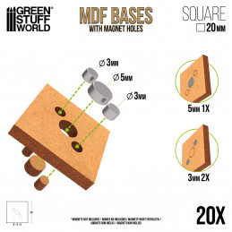 20 mm quadratische MDF Basen | Quadrarische MDF Bases