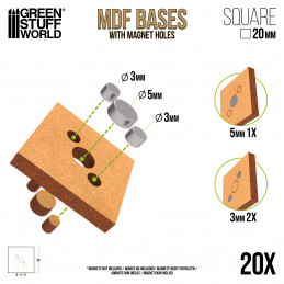 MDF Bases - Square 20 mm | Square MDF Bases