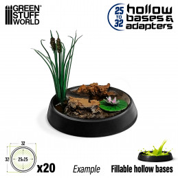 Hollow Plastic Bases - BLACK 32mm | Miniature Round Plastic Bases