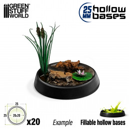 Hollow Plastic Bases - BLACK 25mm | Miniature Round Plastic Bases