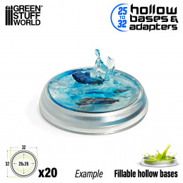 Hollow Plastic Bases - TRANSPARENT 32mm | Miniature Round Plastic Bases