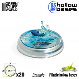 Transparent Hollow Plastic Bases - ROUND 25mm | Acrylic Round Bases