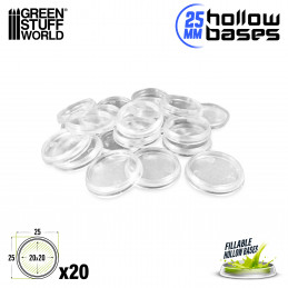 Transparent Hollow Plastic Bases - ROUND 25mm | Acrylic Round Bases