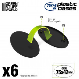 Plastic Bases - Oval Pill 75x42mm AOS | Miniature Oval Plastic Bases