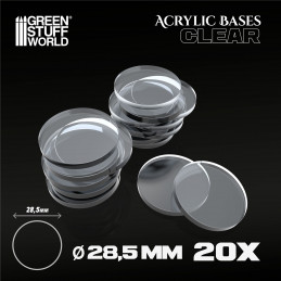 28,5mm runde und transparent Acryl Basen | Runde Transparente Basen
