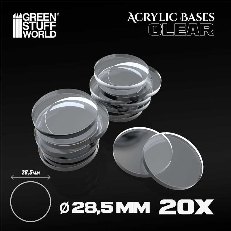 Acrylic Bases - Round 28,5mm CLEAR | Acrylic Round Bases