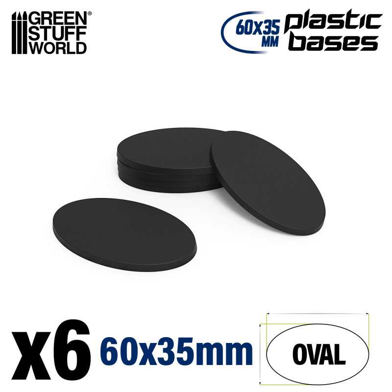 Plastic Bases - Oval Pill 60x35mm AOS | Miniature Oval Plastic Bases