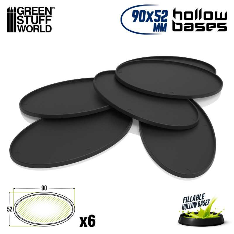 Socles en plastique noir avec CREUX- Oval 90x52mm | Socles en Plastique Ovales