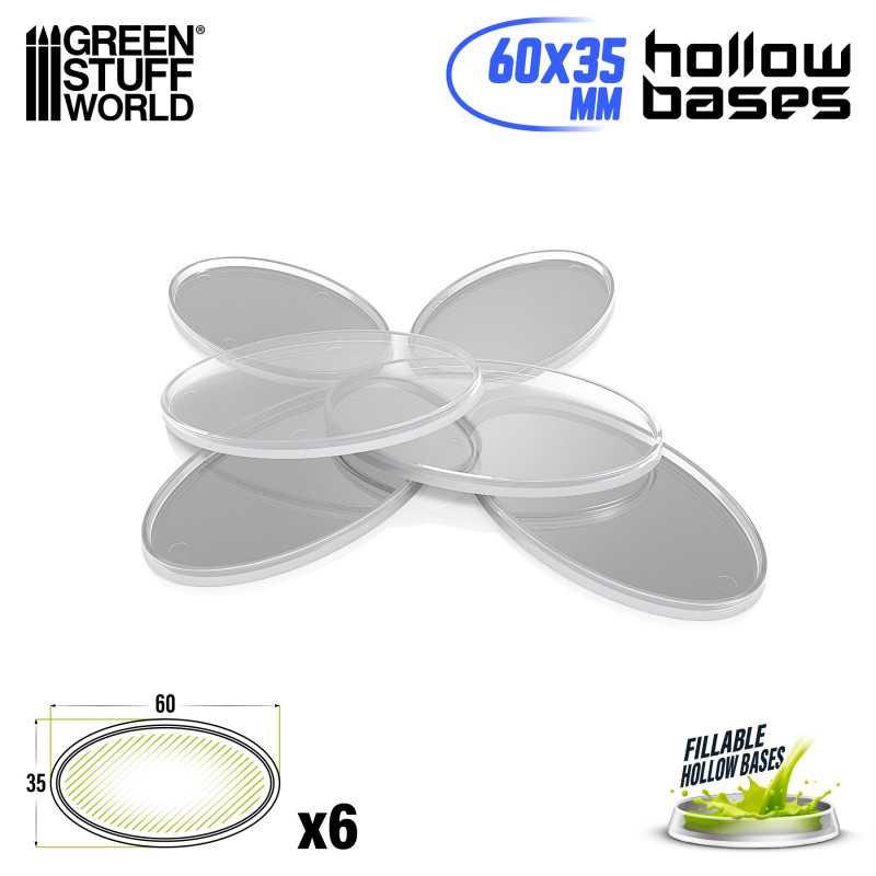 Socles en plastique transparent avec CREUX - Ovales 60x35mm | Socles Acryliques Ovales