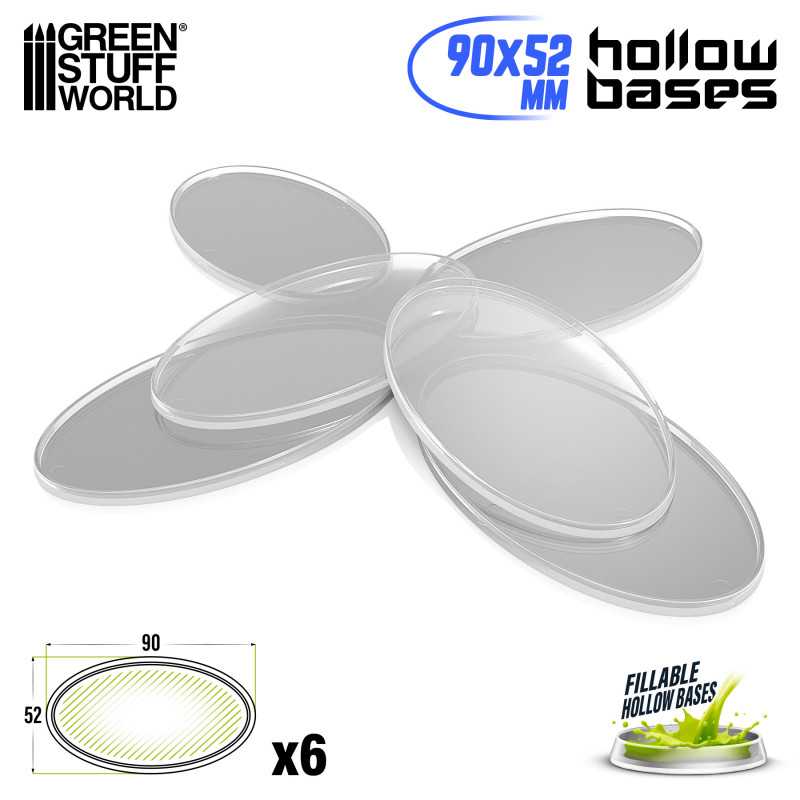 Hollow Plastic Bases -TRANSPARENT - Oval 90x52mm | Miniature Oval Plastic Bases