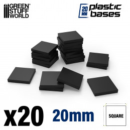 Plastic Square Bases 20mm | Miniature Square Plastic Bases