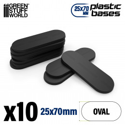 Plastic Bases - Oval Pill 25x70mm BLACK | Miniature Oval Plastic Bases