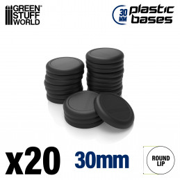 Plastic Bases - Round Lip 30mm | Miniature Round Plastic Bases