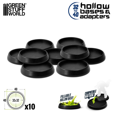 15 Basi Tonde Per Miniatura 40 Mm - Plastica Nera Opaca - Per Wargame, Warhammer, D&D - Forged Terrain