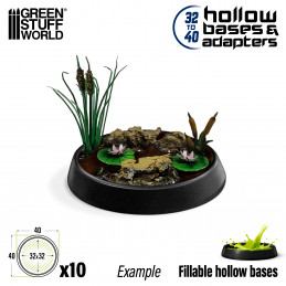 Hollow Plastic Bases - BLACK 40mm | Miniature Round Plastic Bases