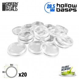 Transparente Runde Kunststoffbasen mit Lücke 28,5mm | Runde Transparente Basen