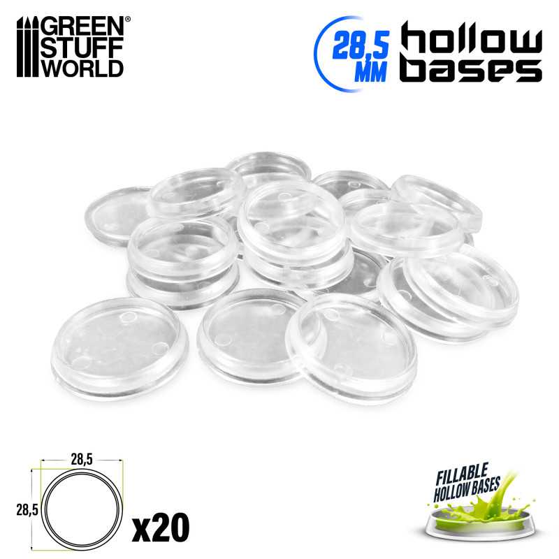 Socles en plastique transparents avec CREUX - Rond 28,5mm | Socles Acryliques Ronds