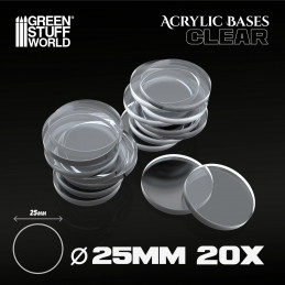 Acrylic Bases - Round 25 mm CLEAR | Acrylic Round Bases