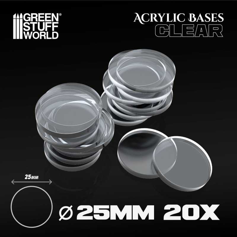 Acrylic Bases - Round 25 mm CLEAR | Acrylic Round Bases