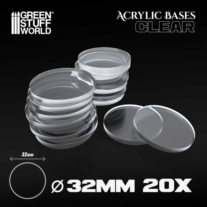 Acrylic Bases - Round 32 mm CLEAR | Acrylic Round Bases Acrylic Bases - Round 32 mm CLEAR | Acrylic Round Bases