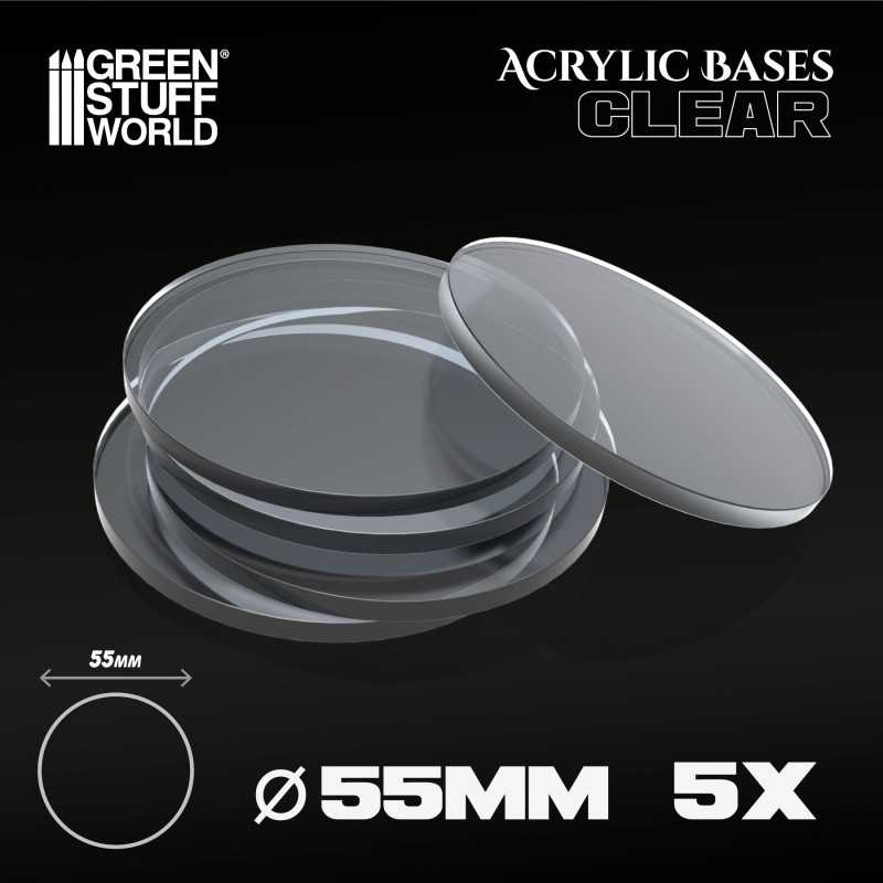 Acrylic Bases - Round 55 mm CLEAR | Acrylic Round Bases