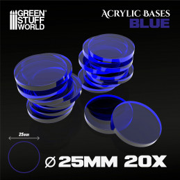 Acrylic Bases - Round 25 mm CLEAR BLUE | Acrylic Round Bases
